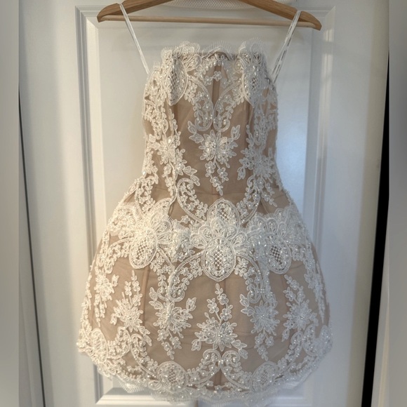 NWOT BRONX AND BANCO Maraya Blanc Lace Mini Dress - Picture 13 of 17